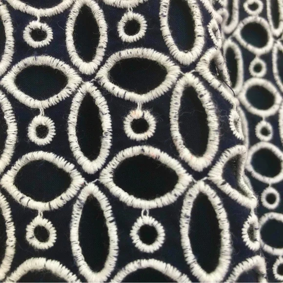 Sz4 Elegant Ann Taylor Navy and White Sleeveless Dress - Picture 6 of 9